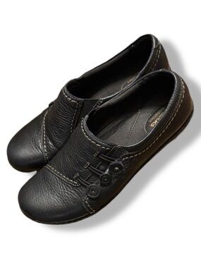 Clarks Black Leather Loafers for Women